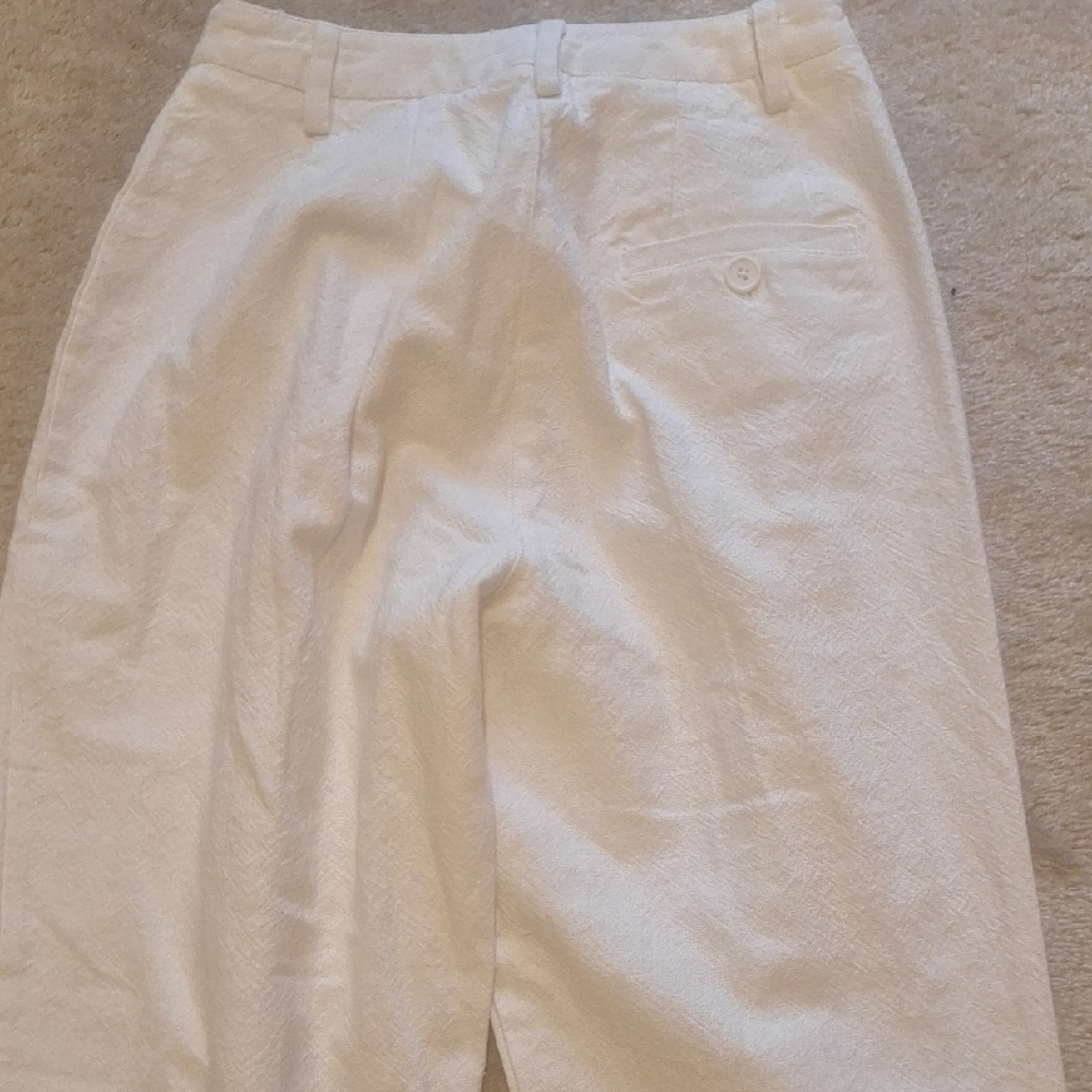 Brandy Melville J. Galt Cream Linen & Cotton Pants 12" Waist 11" Rise 29" Inseam - Picture 4 of 6